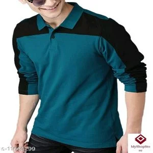 100% Cotton Regular Fit Polo Neck Full Sleeve Men's T-Shirt A