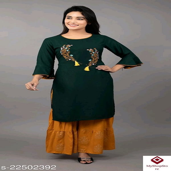 Attractive Women Kurta Sets With Sharara Type Bottomwear a