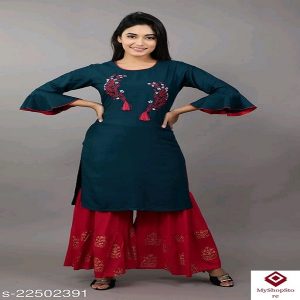 Attractive Women Kurta Sets With Sharara Type Bottomwear