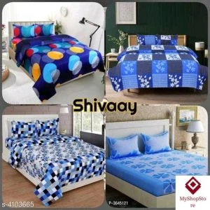 Fashionable Polycotton Double Bedsheets Combo (Pack Of 4) a