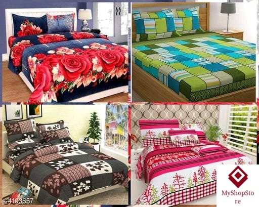 Fashionable Polycotton Double Bedsheets Combo Pack Of 4 d