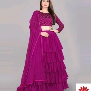 Adrika Ensemble Women Lehenga Net bottom and Satin Top