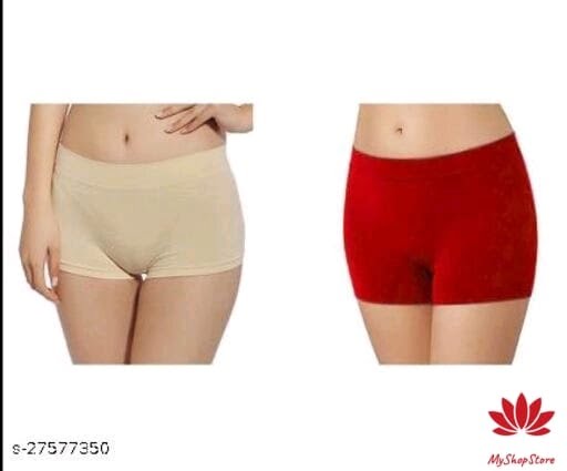 Women Boy Shorts Red Cotton Panty Pack of 2 4