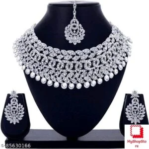 Rhodium Plated Jewellery Set White Austrian Diamond