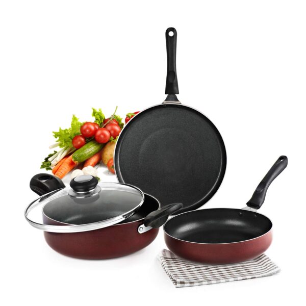 Pan Cookware Aluminium 3 Pcs Myshopstore Online