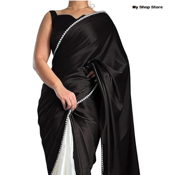 BrahamShakti Women Saree Dress Design New black