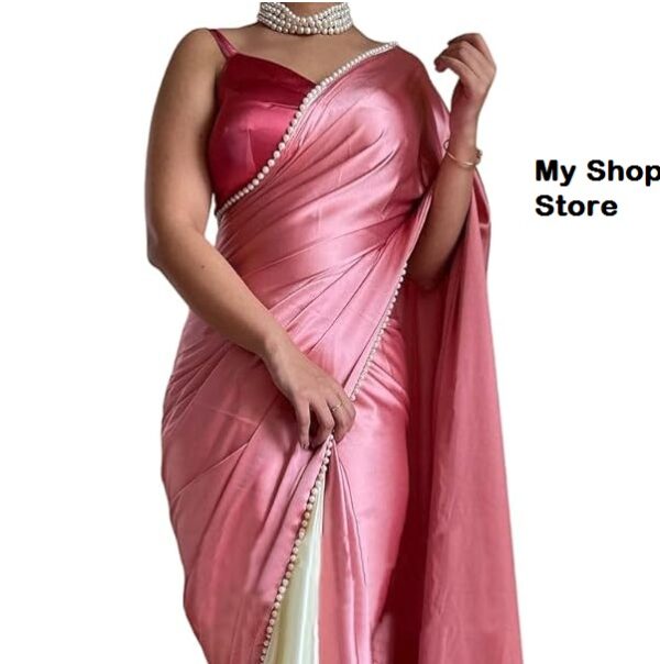 BrahamShakti Women Saree Dress Design New pink