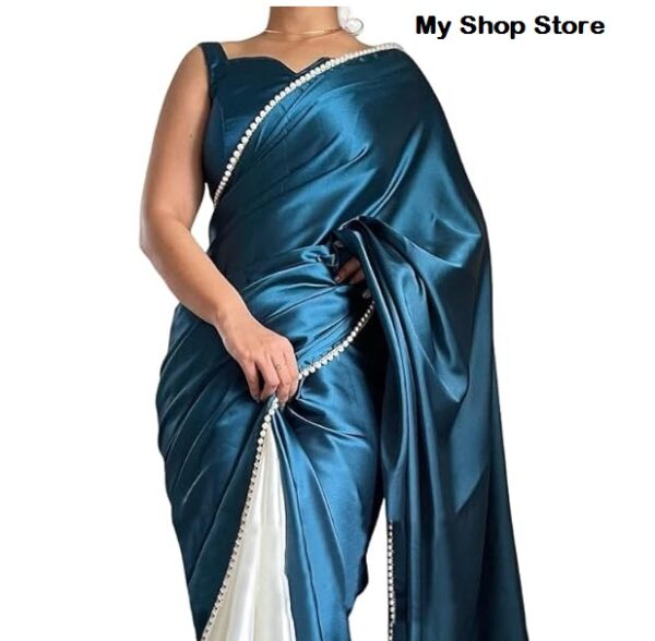 BrahamShakti Women Saree Dress Design New sky blue