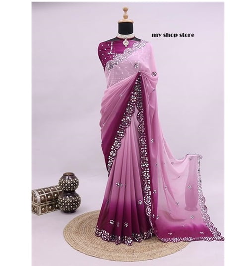 Purple Colur New Fancy Saree Dress Design