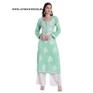 Unique Chikankari Kurti with White Plazo -Waw