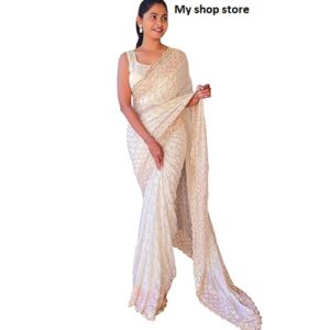Georgette Classy Plain Saree with Designer Blouse
