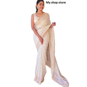 Georgette Classy Plain Saree with Designer Blouse
