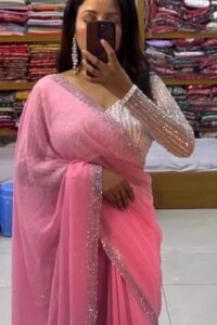 Women Hot Saree Blouse Fixing Stone Work Latest 2024 1