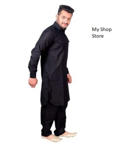 All Black Kurta Pajama Design Cotton Suit 1