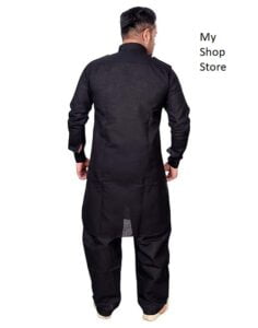 All Black Kurta Pajama Design Cotton Suit 4