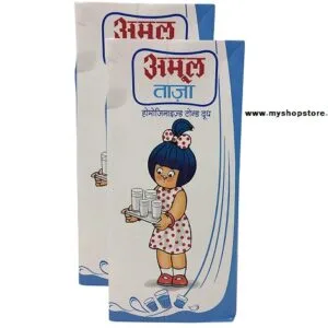 Amul Taaza 1 Liter Homogenized Milk (Pack of 2)