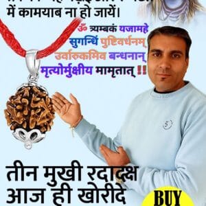Buy 3 Mukhi Rudraksha online with lab certification. Energized, original beads for peace, confidence & spiritual growth. Free delivery in India.